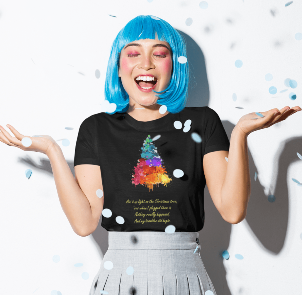 Girl with custom Christmas T-shirt